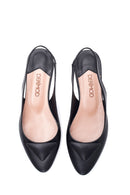 Women's Black Leather Open-Back Ballerinas | Derimod Women's Black Leather Open-Back Ballerinas | Derimod