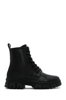 Women's Black Lace-Up Zipper Detailed Combat Boots | Derimod Women's Black Lace-Up Zipper Detailed Combat Boots | Derimod