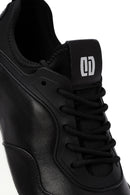Men's Black Lace-Up Thick-Soled Leather Casual Sneakers | Derimod Men's Black Lace-Up Thick-Soled Leather Casual Sneakers | Derimod