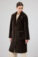 Corvara Women's Brown Teddy Coat | Derimod Corvara Women's Brown Teddy Coat | Derimod
