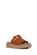 Women's Cinnamon Thick Soled Suede Leather Comfort Slippers | Derimod Women's Cinnamon Thick Soled Suede Leather Comfort Slippers | Derimod