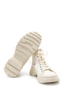 Women's White Lace-Up Boots | Derimod Women's White Lace-Up Boots | Derimod