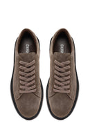 Erkek Vizon Bağcıklı Kalın Tabanlı Süet Deri Sneaker | Derimod Erkek Vizon Bağcıklı Kalın Tabanlı Süet Deri Sneaker | Derimod