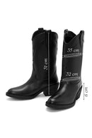 Women's Black Heeled Leather Cowboy Boots | Derimod Women's Black Heeled Leather Cowboy Boots | Derimod
