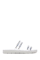 Women's Silver Transparent Stone Slippers | Derimod Women's Silver Transparent Stone Slippers | Derimod