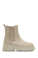 Women's Beige Suede Leather Chelsea Boots | Derimod Women's Beige Suede Leather Chelsea Boots | Derimod