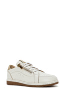 Women's Cream Lace-Up Leather Sneakers | Derimod Women's Cream Lace-Up Leather Sneakers | Derimod