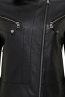 Roma Women's Black Biker Leather Jacket | Derimod Roma Women's Black Biker Leather Jacket | Derimod
