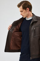 Hugo Men's Mink Leather Jacket | Derimod Hugo Men's Mink Leather Jacket | Derimod