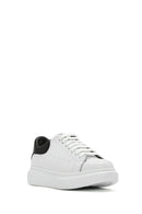 Men's White Lace-up Thick-Sole Leather Sneaker | Derimod Men's White Lace-up Thick-Sole Leather Sneaker | Derimod