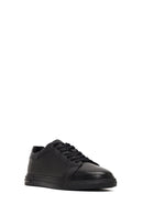 Erkek Siyah Bağcıklı Deri Sneaker | Derimod Erkek Siyah Bağcıklı Deri Sneaker | Derimod