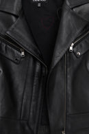 Roma Women's Black Biker Leather Jacket | Derimod Roma Women's Black Biker Leather Jacket | Derimod