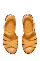 Kadın Sarı Deri Comfort Sandalet | Derimod Kadın Sarı Deri Comfort Sandalet | Derimod