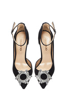 Women's Black Suede Leather Heeled Shoes | Derimod Women's Black Suede Leather Heeled Shoes | Derimod