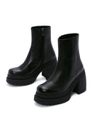 Women's Black Leather Platform Heeled Boots | Derimod Women's Black Leather Platform Heeled Boots | Derimod