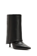 Women's Black Thin Heeled Leather Boots | Derimod Women's Black Thin Heeled Leather Boots | Derimod