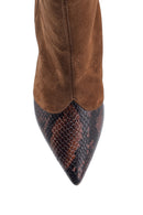 Women's Snake Detailed Heeled Leather Boots | Derimod Women's Snake Detailed Heeled Leather Boots | Derimod