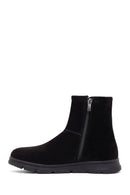 Women's Black Zippered Suede Teddy Boot | Derimod Women's Black Zippered Suede Teddy Boot | Derimod