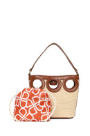 Woman Beige Long-Strap Wicker Shoulder Bag | Derimod Woman Beige Long-Strap Wicker Shoulder Bag | Derimod