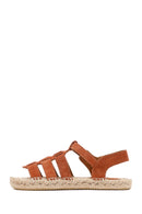 Kadın Taba Tokalı Süet Deri Espadril Sandalet | Derimod Kadın Taba Tokalı Süet Deri Espadril Sandalet | Derimod