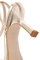 Women's Gold Metallic Ankle Strap Thin Heel Sandals | Derimod Women's Gold Metallic Ankle Strap Thin Heel Sandals | Derimod