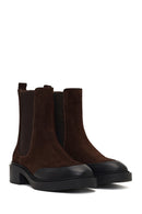 Women's Brown Thick-Soled Suede Leather Chelsea Boot | Derimod Women's Brown Thick-Soled Suede Leather Chelsea Boot | Derimod