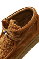 Women's Tan Lace-Up Thick Sole Suede Leather Teddy Boot | Derimod Women's Tan Lace-Up Thick Sole Suede Leather Teddy Boot | Derimod