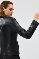 Irina Women's Black Leather Jacket | Derimod Irina Women's Black Leather Jacket | Derimod