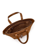 Woman Tan Long-Strap Suede Shoulder Bag | Derimod Woman Tan Long-Strap Suede Shoulder Bag | Derimod