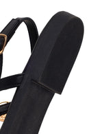 Woman Black Stone-Embellished Toe-Post Sandal | Derimod Woman Black Stone-Embellished Toe-Post Sandal | Derimod