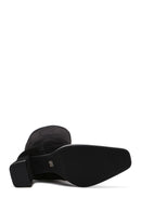 Women's Black Suede Leather Heeled Boots | Derimod Women's Black Suede Leather Heeled Boots | Derimod