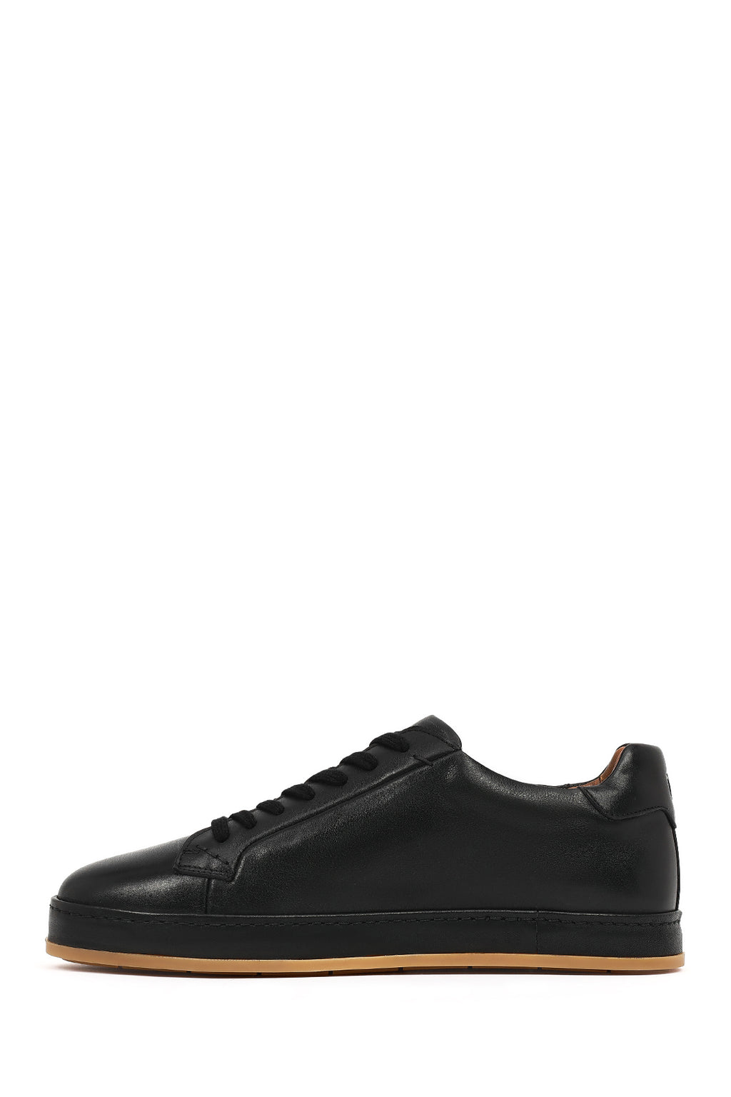 Erkek Siyah Bağcıklı Deri Sneaker