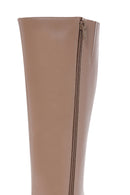 Women's Camel Zippered Thin Heeled Leather Boots | Derimod Women's Camel Zippered Thin Heeled Leather Boots | Derimod