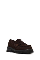 Women's Brown Thick-Soled Suede Leather Loafer | Derimod Women's Brown Thick-Soled Suede Leather Loafer | Derimod