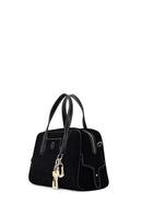 Woman Black Long-Strap Suede Shoulder Bag | Derimod Woman Black Long-Strap Suede Shoulder Bag | Derimod