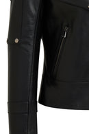 Roma Women's Black Biker Leather Jacket | Derimod Roma Women's Black Biker Leather Jacket | Derimod