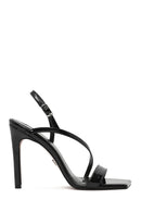 Women's Black Ankle Buckle High Thin Heel Patent Leather Sandals | Derimod Women's Black Ankle Buckle High Thin Heel Patent Leather Sandals | Derimod