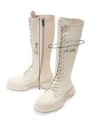 Women's Cream Leather Lace Up Boots | Derimod Women's Cream Leather Lace Up Boots | Derimod