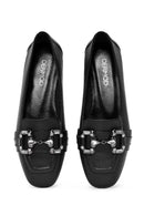 Women's Black Buckle Detailed Leather Ballerinas | Derimod Women's Black Buckle Detailed Leather Ballerinas | Derimod