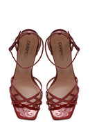 Women's Red Ankle Strap Thin High Heel Patent Leather Sandals | Derimod Women's Red Ankle Strap Thin High Heel Patent Leather Sandals | Derimod
