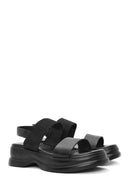 Women's Black Thick-Sole Leather Sandals | Derimod Women's Black Thick-Sole Leather Sandals | Derimod