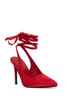 Women's Red Ankle Strap Satin Heeled Shoes | Derimod Women's Red Ankle Strap Satin Heeled Shoes | Derimod