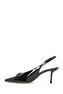 Women's Black Open Back Thin Heel Patent Leather Shoes | Derimod Women's Black Open Back Thin Heel Patent Leather Shoes | Derimod