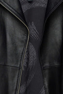 Angelique Women's Black Double Breasted Leather Coat | Derimod Angelique Women's Black Double Breasted Leather Coat | Derimod