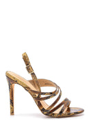 Women's Snakeskin Patterned Heeled Sandals | Derimod Women's Snakeskin Patterned Heeled Sandals | Derimod