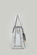 Blue Women's Shoulder Bag with Flower Detail | Derimod Blue Women's Shoulder Bag with Flower Detail | Derimod