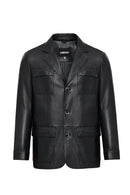 Kevin Erkek Siyah Blazer Deri Ceket | Derimod Kevin Erkek Siyah Blazer Deri Ceket | Derimod