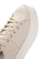 Women's Beige Thick Sole Lace Up Leather Sneaker | Derimod Women's Beige Thick Sole Lace Up Leather Sneaker | Derimod