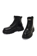 Men's Black Zippered Thick-Soled Leather Boots | Derimod Men's Black Zippered Thick-Soled Leather Boots | Derimod