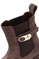 Woman Mink Thick-Soled Suede Leather Chelsea Boots | Derimod Woman Mink Thick-Soled Suede Leather Chelsea Boots | Derimod